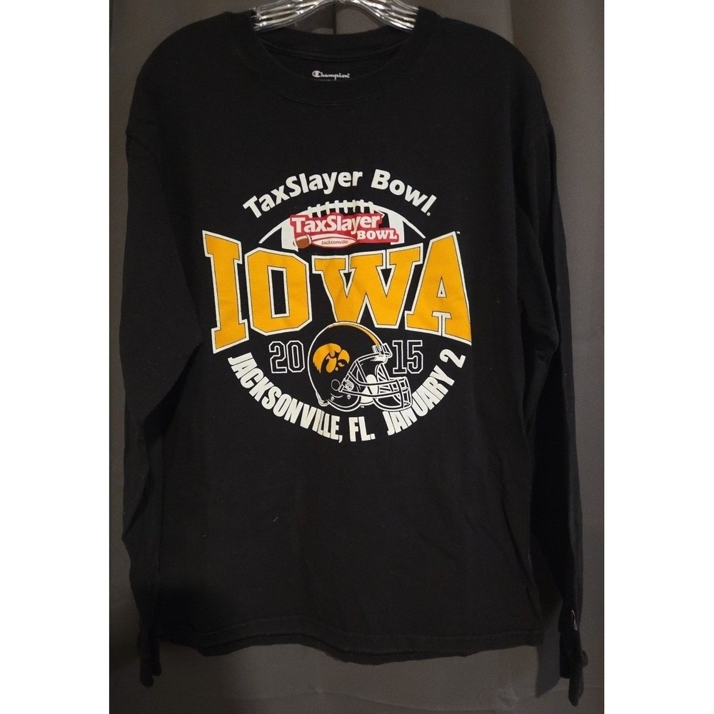 Champion Iowa Hawkeyes 2015 TaxSlayer Bowl Long Sleeve Black T-Shirt Men's Large - Picture 3 of 8